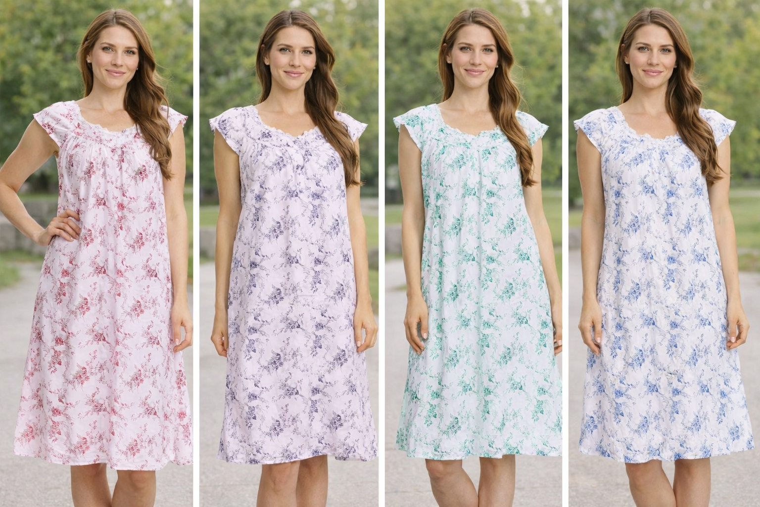 Pretty Woman 4 Pack 100% Cotton Knit Women Nightgown Sleepwear Pajamas Nightshirt