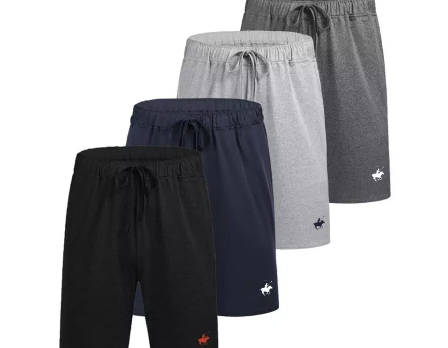 Men's 4 Pack Cotton Shorts with 2 Pockets & Drawstring Lounge Wear