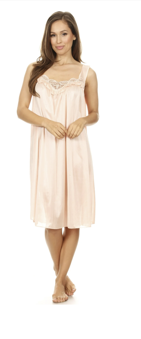 Pretty Woman Nightgown Polyester Sheer Satin Pus Sizes: 1X - 4X