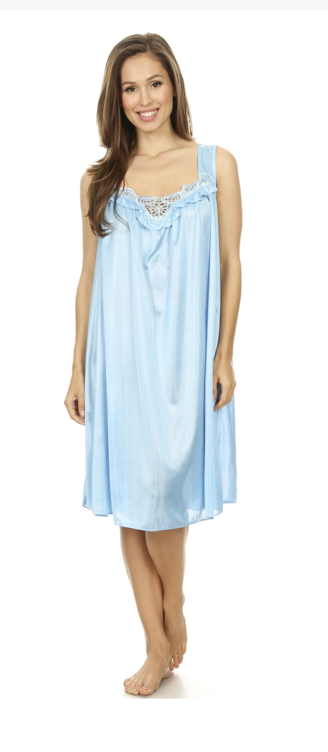 Pretty Woman Light Blue Satin Nightgown Sleepwear Sizes M-4X