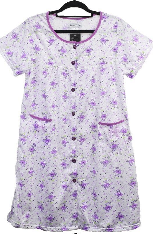 4 Pack Assorted Colors Women's Floral Nightgown with 2 Pockets, 95% Cotton Sleepwear