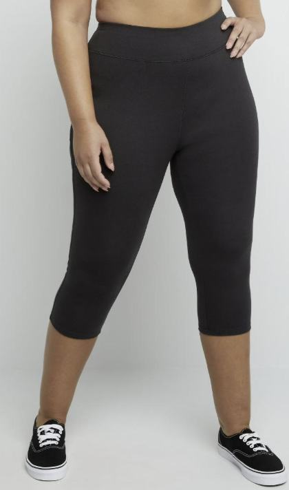 Just My Size Women's Stretch Jersey Capri Leggings, 19.5" (Plus ) Black