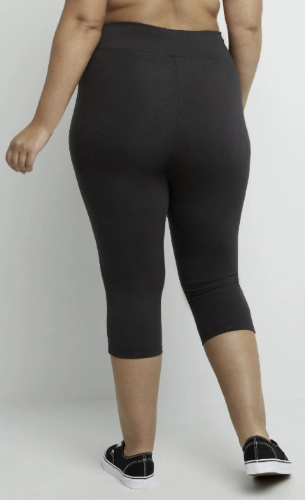 Just My Size Women's Stretch Jersey Capri Leggings, 19.5" (Plus ) Black