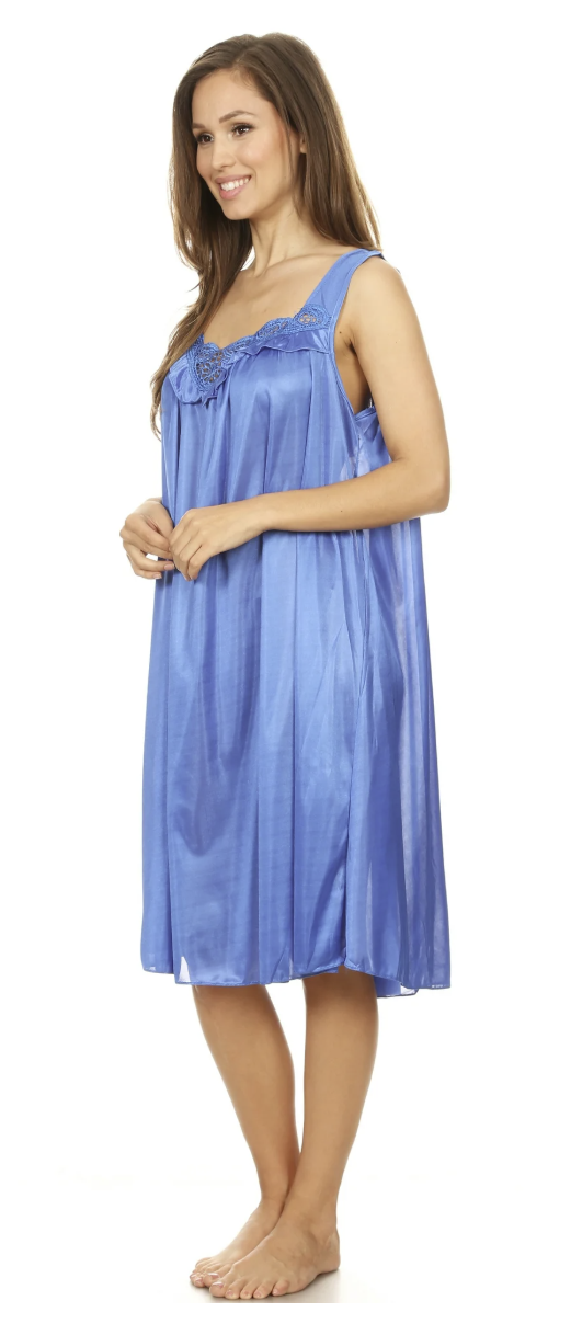 Pretty Woman Royal Blue Satin Nightgown Sleepwear Sizes M-4X