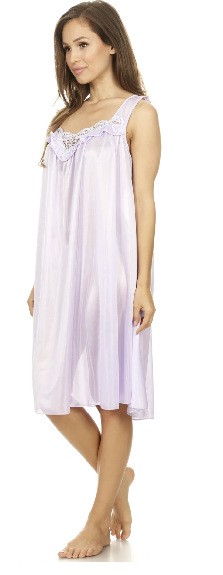 Pretty Woman Lavender Satin Nightgown Sleepwear Sizes M-4X