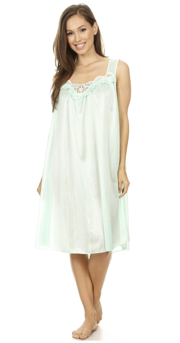 Pretty Woman Sage Satin Nightgown Sleepwear Sizes M-4X