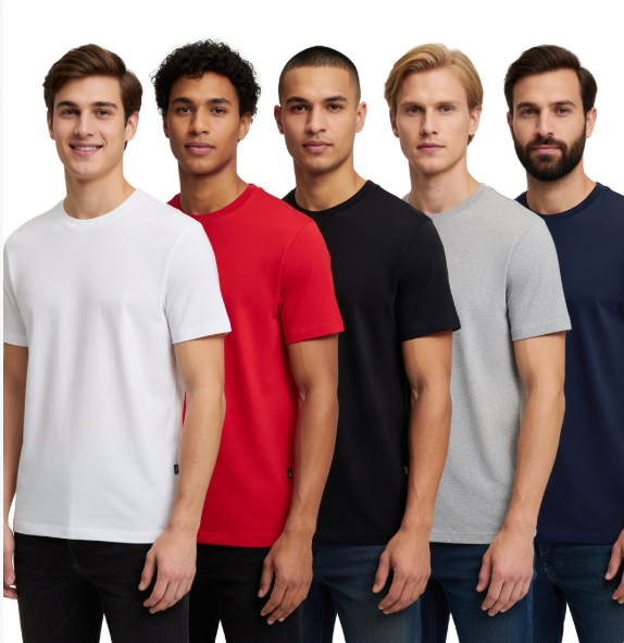 5 Pack Black Horse Club Men's Crew Neck Cotton T-Shirt Classic Casual Fashion Tee Embroidered Logo Flag Tag Short Sleeve Everyday Basic S-XXL