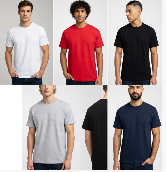 5 Pack Black Horse Club Men's Crew Neck Cotton T-Shirt Classic Casual Fashion Tee Embroidered Logo Flag Tag Short Sleeve Everyday Basic S-XXL