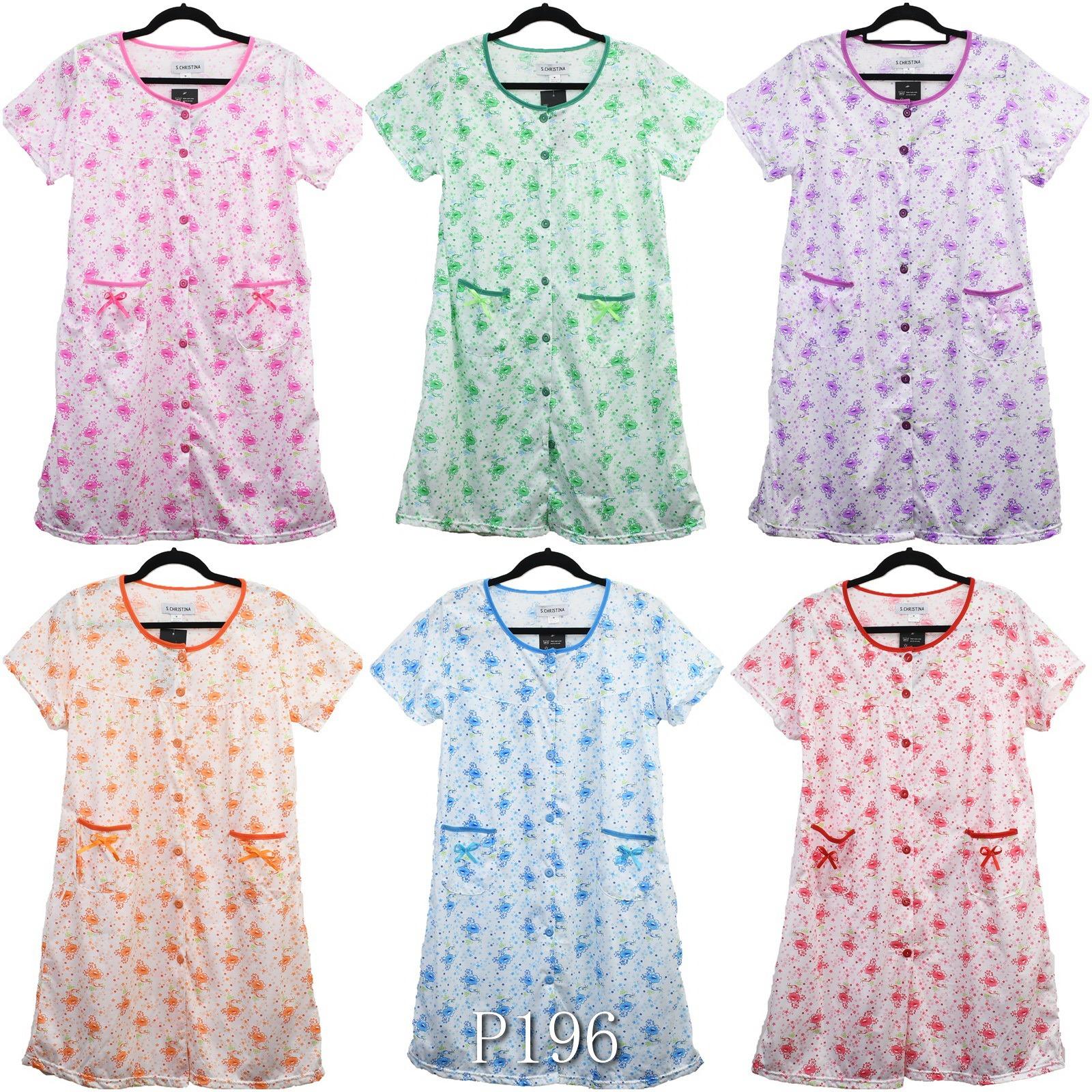 4 Pack Assorted Colors Women's Floral Nightgown with 2 Pockets, 95% Cotton Sleepwear