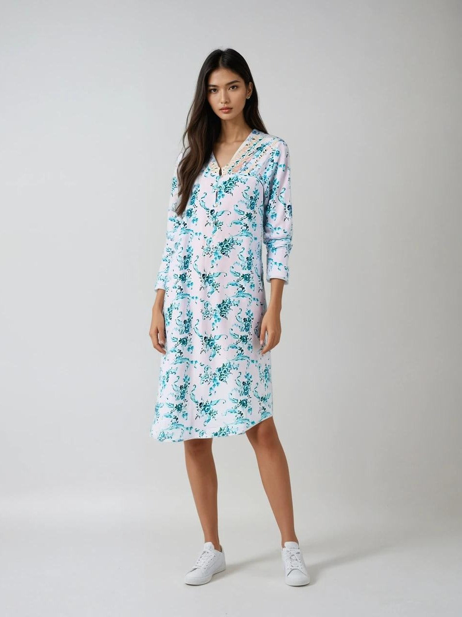 Pretty Woman Long sleeve 100% Cotton Nightgown Pajama Wear