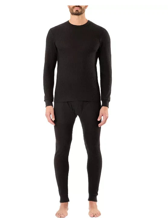 Mens 2 Pack Set Cotton Thermal-Comfortable Long Sleeve Top & Bottom