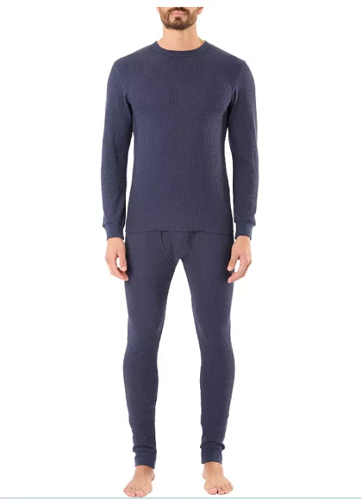 Mens 2 Pack Set Cotton Thermal-Comfortable Long Sleeve Top & Bottom