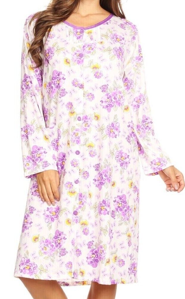 6007 Women Nightgown Sleepwear Pajamas Woman Long Sleeve Sleep Dress Nightshirt