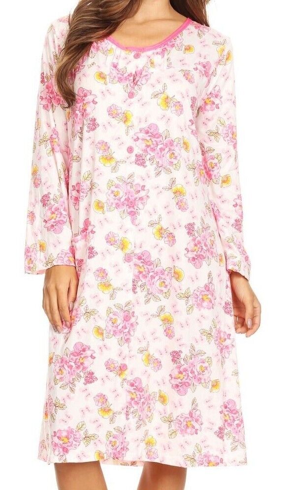 6007 Women Nightgown Sleepwear Pajamas Woman Long Sleeve Sleep Dress Nightshirt