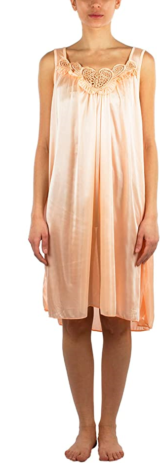 New Women Peach Satin Nightgown Sleepwear Sizes M-4X