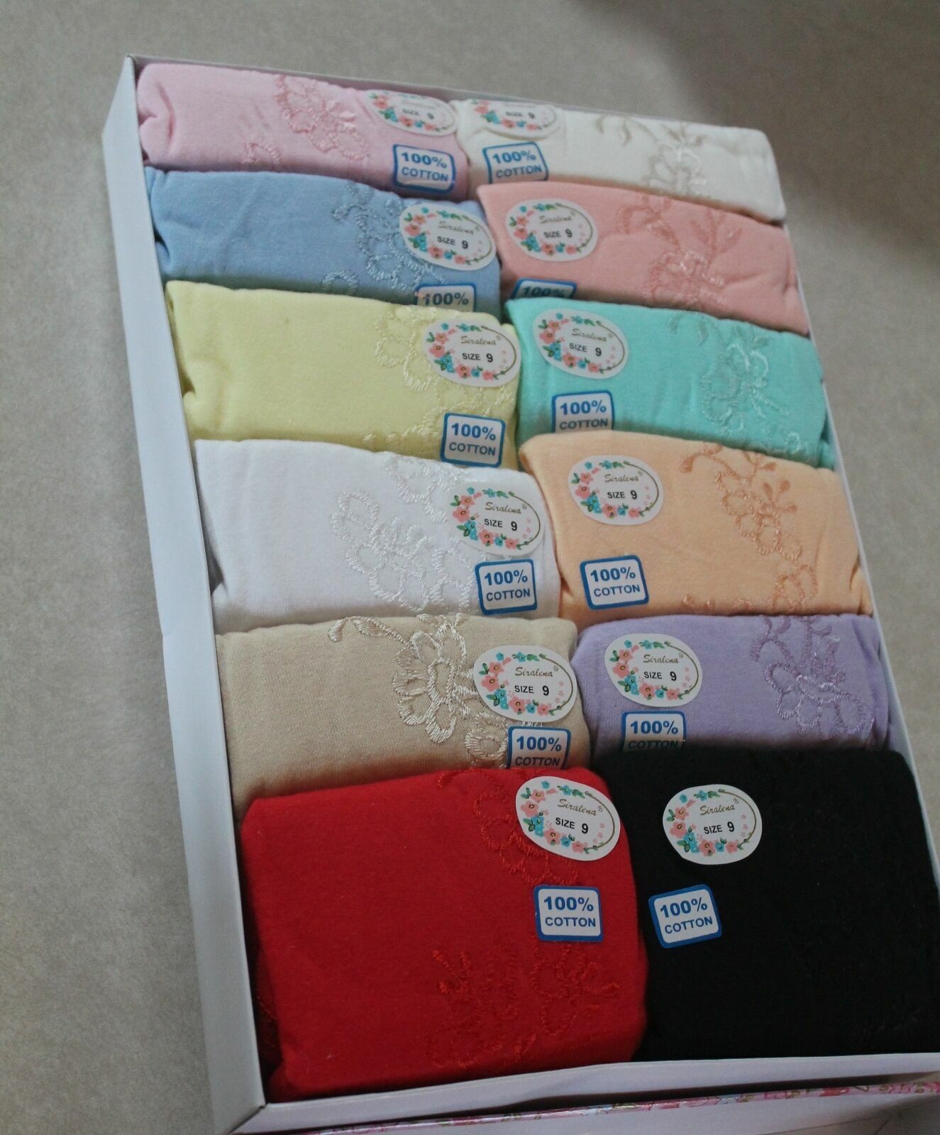 Set Of 12 SIRALENA DREAM GIRL Women's 100% Cotton Briefs Underwear Size 10