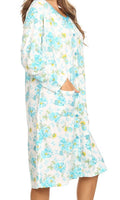 Green 6007 Women Nightgown Sleepwear Pajamas Woman Long Sleeve Sleep Nightshirt