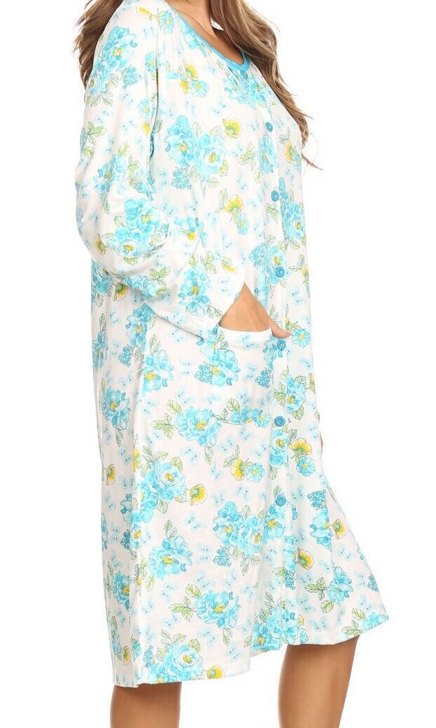 Green 6007 Women Nightgown Sleepwear Pajamas Woman Long Sleeve Sleep Nightshirt