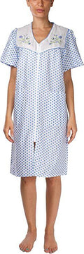 Womens Blue Shift Duster Housekeeping Zipper Front Dress - Medium to 3X