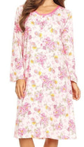 Pink 6007 Women Nightgown Sleepwear Pajamas Woman Long Sleeve Sleep Nightshirt