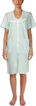 Womens Green Shift Duster Housekeeping Zipper Front Dress - Medium to 3X