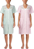 2 Pack Womens Shift Duster Housekeeping Zipper Front Dress - Medium to 3XL