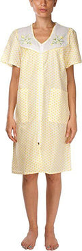 Womens Yellow Shift Duster Housekeeping Zipper Front Dress - Medium to 3X