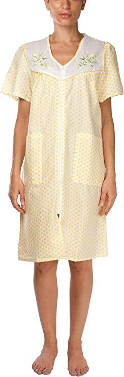 Womens Yellow Shift Duster Housekeeping Zipper Front Dress - Medium to 3X