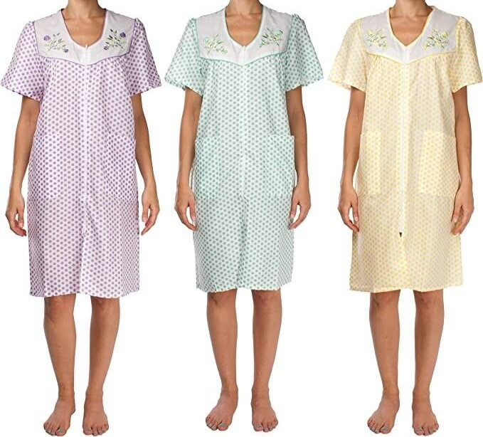 3 Pack Womens Shift Duster Housekeeping Dress - Medium to 3X