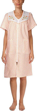 Womens Orange Shift Duster Housekeeping Zipper Front Dress - Medium to 3X