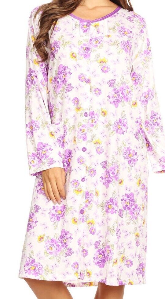 6007 Women Nightgown Sleepwear Pajamas Woman Long Sleeve Sleep Dress Nightshirt